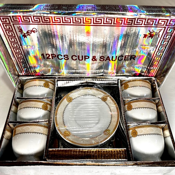 12pcs Cup and Saucer Set for Green Tea - Picture 1 of 5